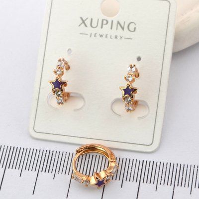 Сережки Xuping зірочки фіолетові з медичного золота позолота 18К (01471) 01471 фото