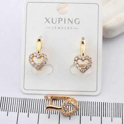 Сережки Xuping сердечки з медичного золота позолота 18К (03685) 03685 фото