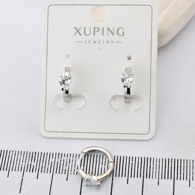 Сережки Xuping сердечки из медицинского золота родий (03732) 03732 фото