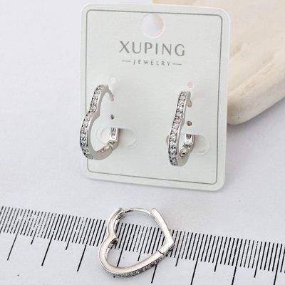 Сережки Xuping сердечки из медицинского золота родий (03832) 03832 фото