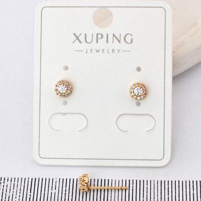 Сережки Xuping цвяшки (пусети) 5 мм з медичного золота позолота 18К (04225) 04225 фото