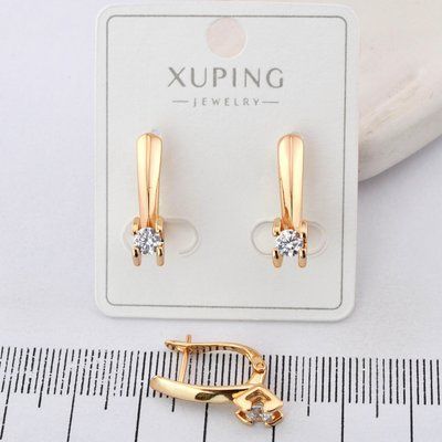 Сережки Xuping з білим каменем з медичного золота позолота 18К (04080) 04080 фото
